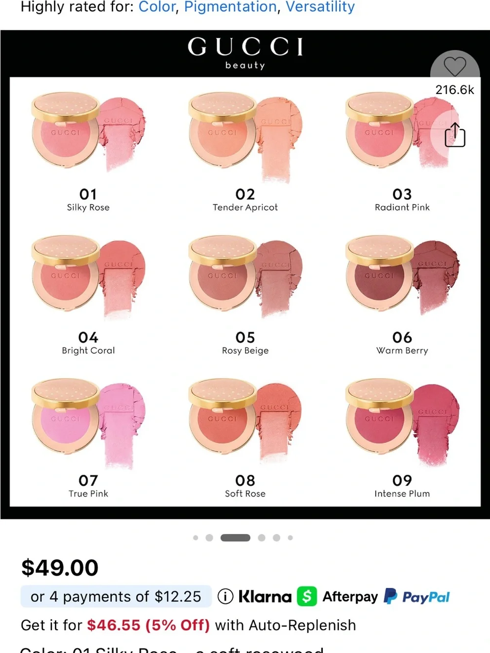 Gucci Luminous Matte Powder Blush- silky rose